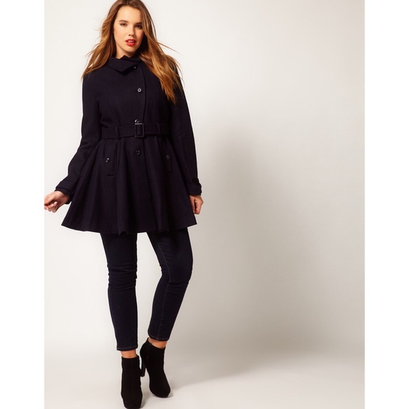 Asos Curve Fit And Flare Wool Coat 
